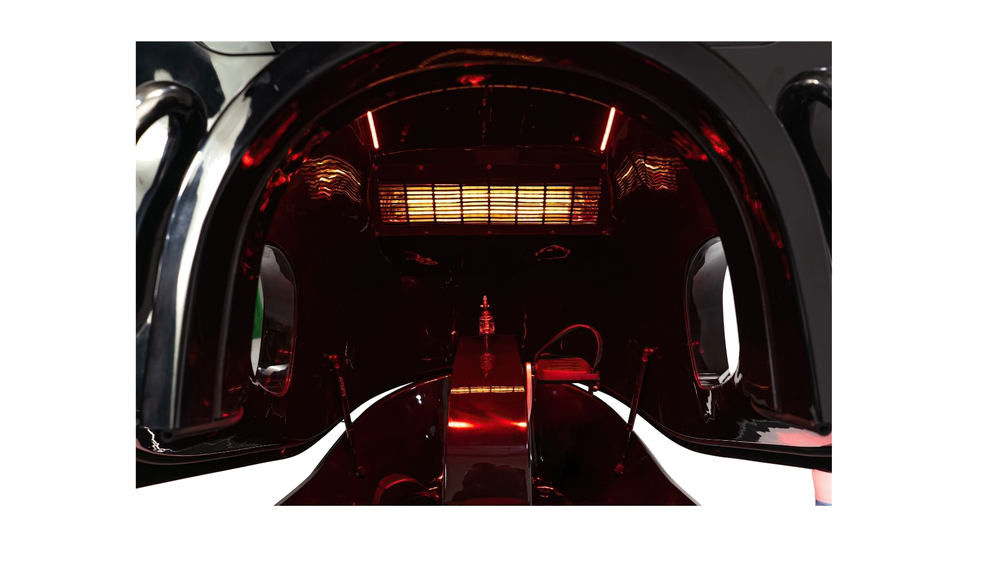 INFRABIKE® perfil lateral — 242cm comprimento, 180kg, sistema infravermelho 2500W